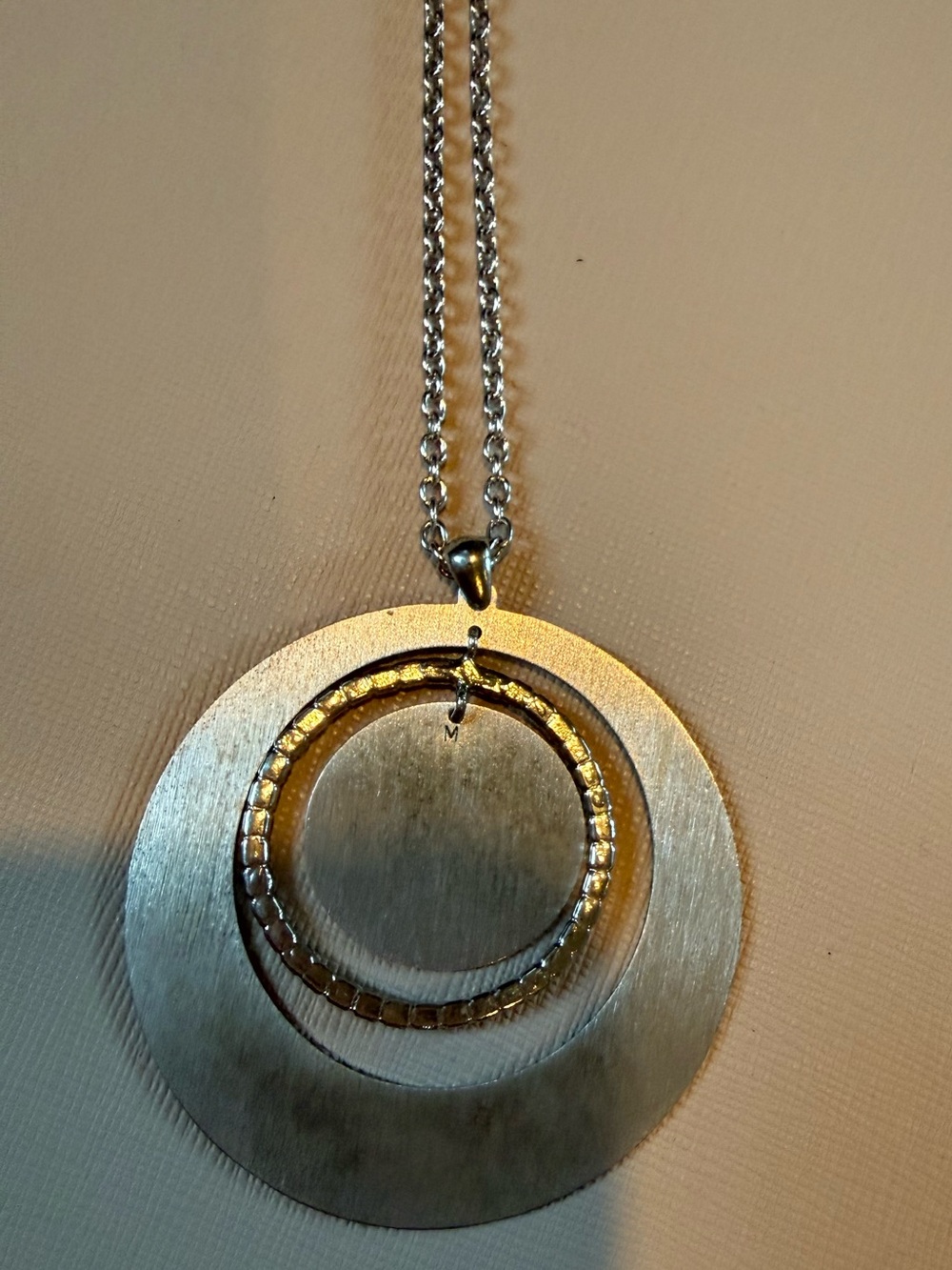 Silver-Tone Double Circle Pendant Necklace - Women Jewelry